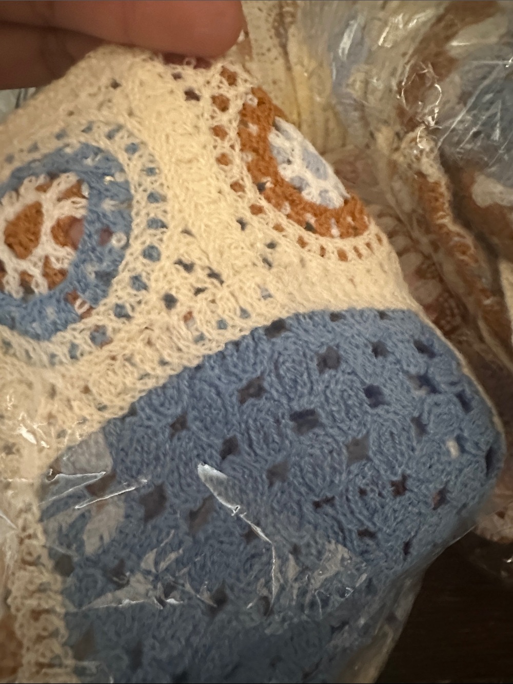 Boho Crochet Patchwork Cardigan Sweater - Multicolor Blue New One Size Fits Most - Picture 6 of 6